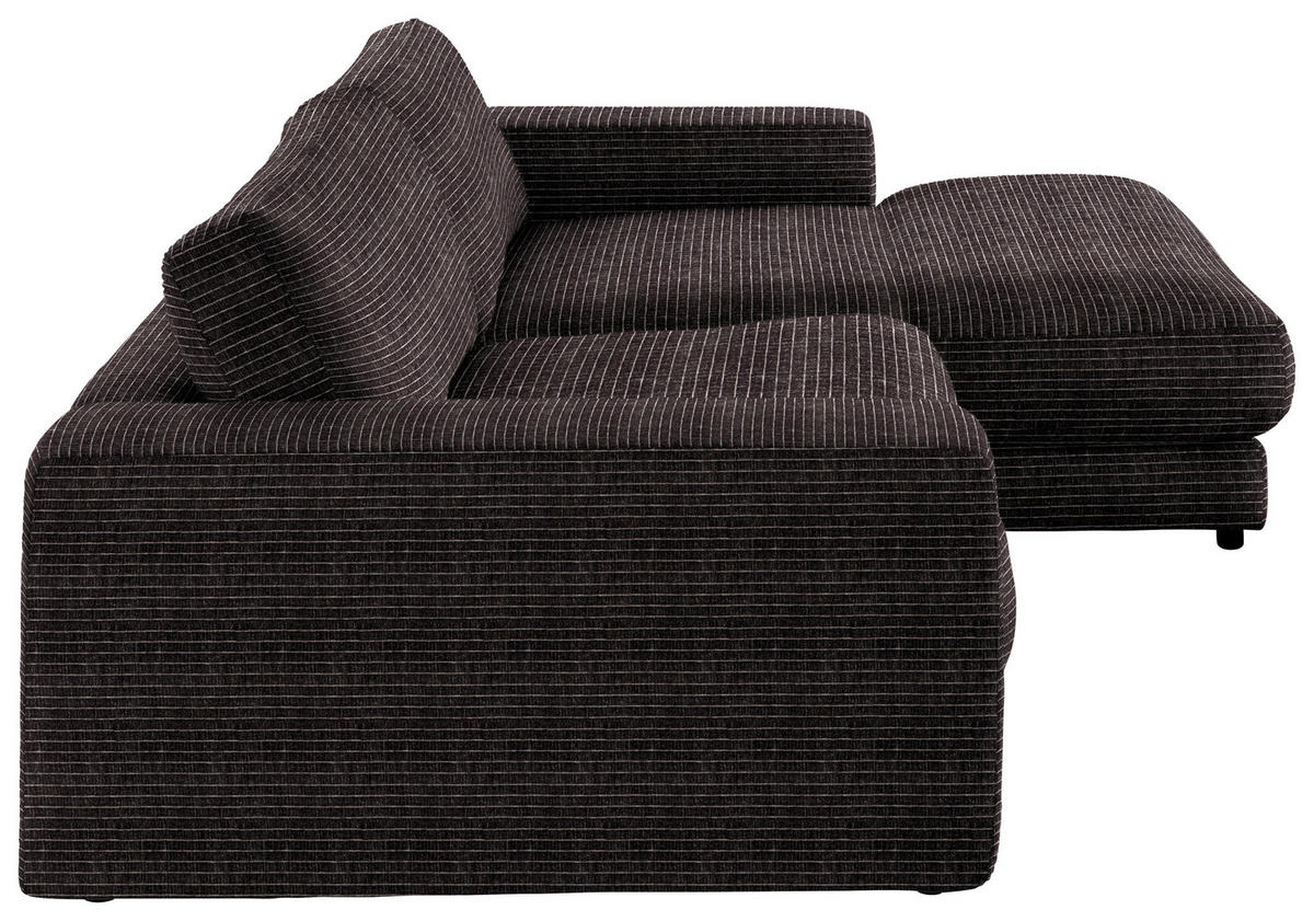 ECKSOFA in Chenille Anthrazit  - Anthrazit/Schwarz, Design, Kunststoff/Textil (270/190cm) - Lomoco