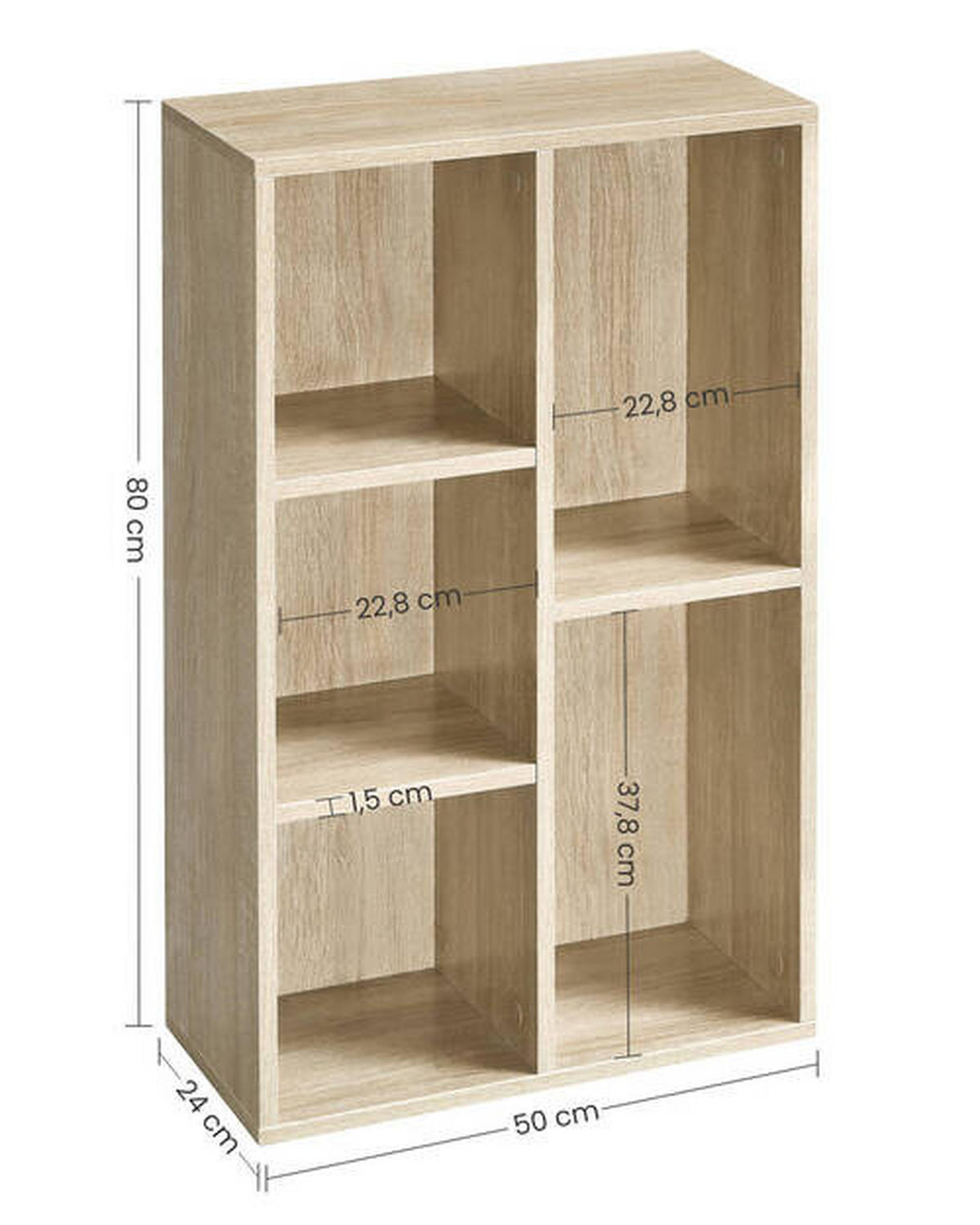 REGÁL, dub sonoma, 50/80/24 cm - dub sonoma, Basics, kompozitné drevo (50/80/24cm) - Boxxx