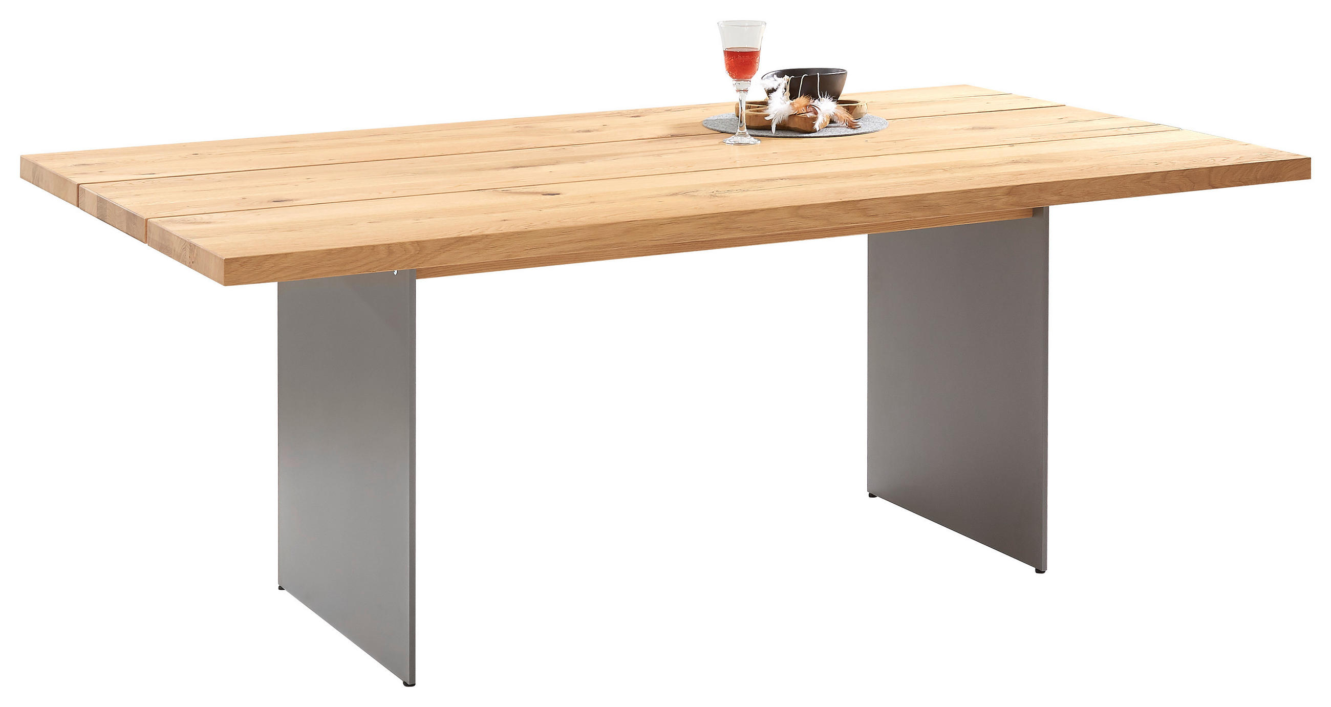ESSTISCH in Holz, Metall 200/110/75 cm  - Eichefarben/Alufarben, Design, Holz/Metall (200/110/75cm) - Venjakob