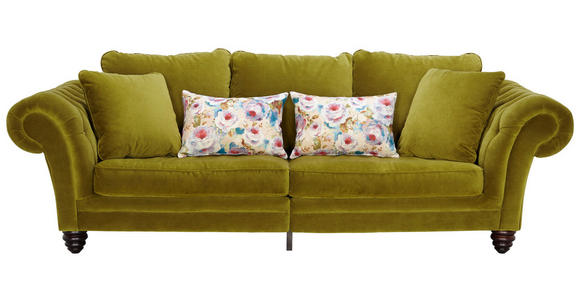 MEGASOFA in Samt Grün - Dunkelbraun/Grün, Design, Holz/Textil (273/85/110cm) - Ambia Home
