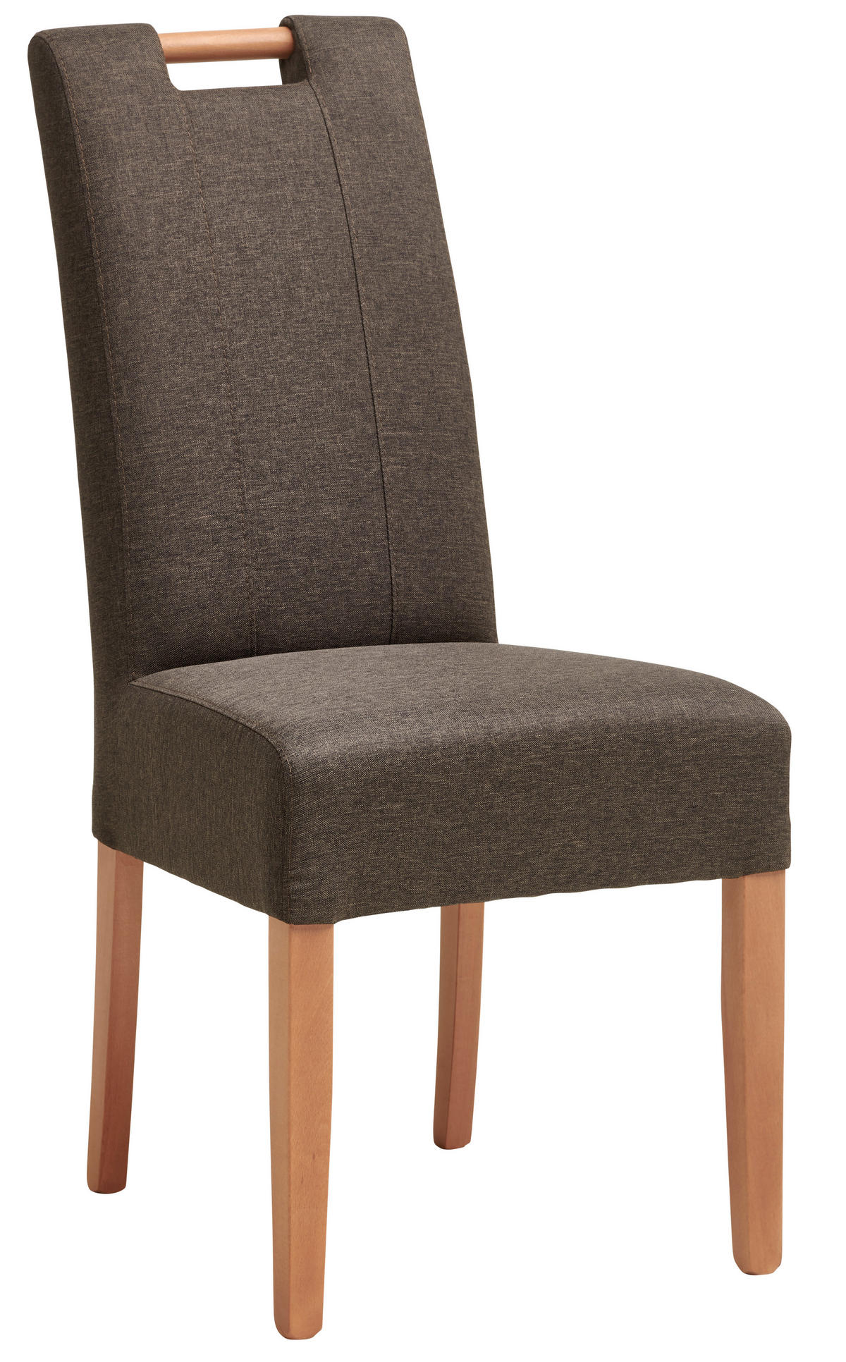 STUHL Webstoff Dunkelbraun Buche massiv  - Dunkelbraun/Naturfarben, MODERN, Holz/Textil (46/101/62cm) - Livetastic