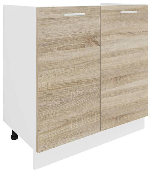 SPÜLENUNTERSCHRANK 80/82/46 cm  in Weiß, Sonoma Eiche  - Alufarben/Weiß, KONVENTIONELL, Holzwerkstoff/Metall (80/82/46cm) - MID.YOU