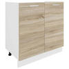 SPÜLENUNTERSCHRANK 80/82/46 cm  in Weiß, Sonoma Eiche  - Alufarben/Weiß, KONVENTIONELL, Holzwerkstoff/Metall (80/82/46cm) - MID.YOU