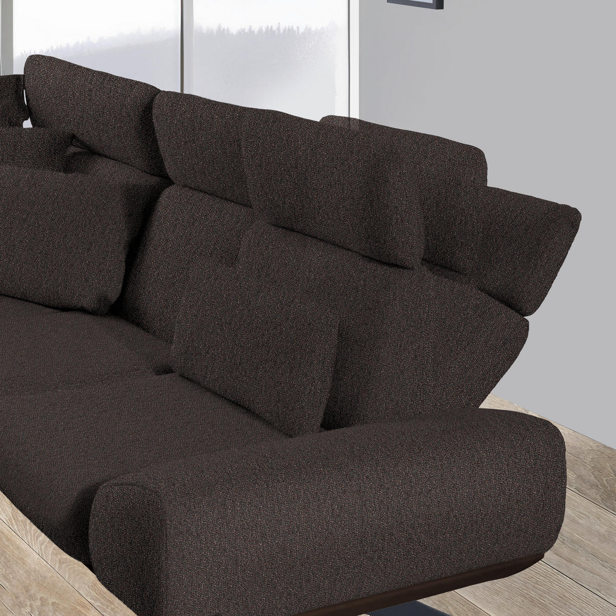 ECKSOFA in Flachgewebe Dunkelbraun  239/270 cm  - Dunkelbraun/Schwarz, Design, Textil/Metall (239/270cm) - Koinor