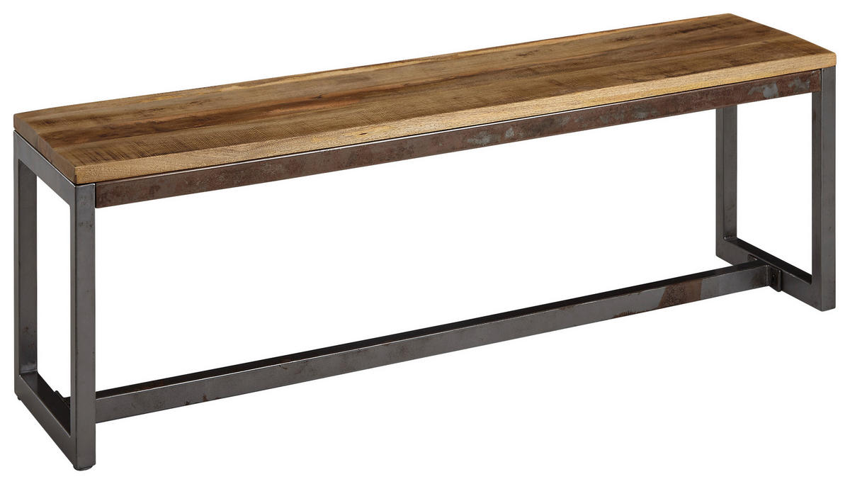 SITZBANK in Holz Naturfarben  - Schwarz/Naturfarben, Konventionell, Holz/Metall (120/46/45cm) - MID.YOU