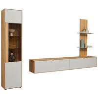 WOHNWAND  in Weiß, Wildeiche  303,8/205,5/37,1 cm   - Wildeiche/Schwarz, Design, Glas/Holz (303,8/205,5/37,1cm) - Dieter Knoll