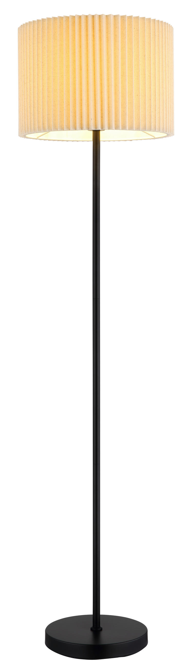 STEHLEUCHTE PAGE 38/152 cm   - Schwarz/Naturfarben, KONVENTIONELL, Textil/Metall (38/152cm) - Globo