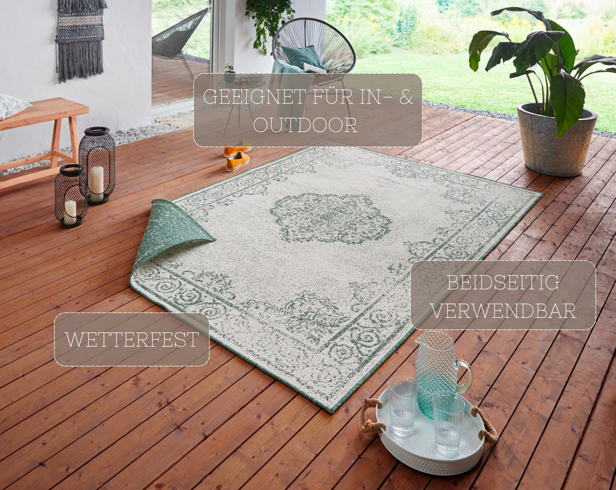OUTDOORTEPPICH 200/290 cm Twin Supreme Creme, Grün  - Creme/Grün, Design, Kunststoff (200/290cm)