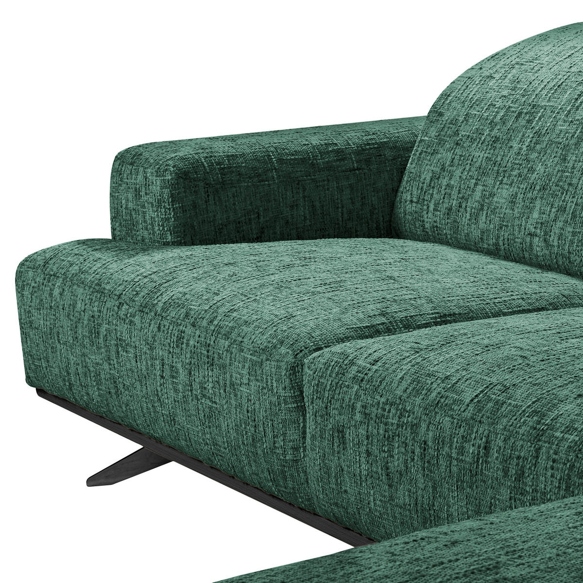 ECKSOFA PORTLAND in Struktur Grün Kopfteilverstellung  295/187 cm  - Schwarz/Grün, Design, Holz/Textil (295/187cm) - Livetastic