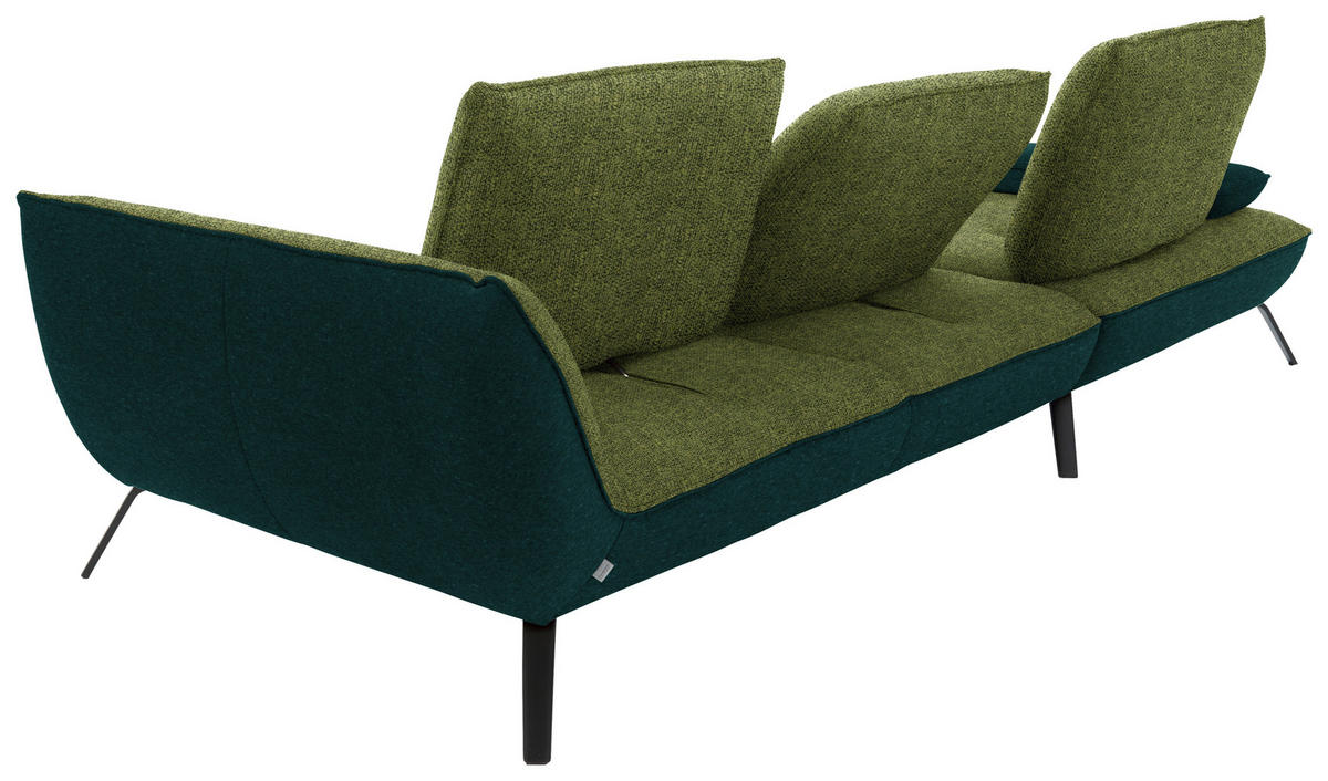 ECKSOFA in Flachgewebe Grün  - Schwarz/Grün, Design, Textil/Metall (191/301cm) - Moderano