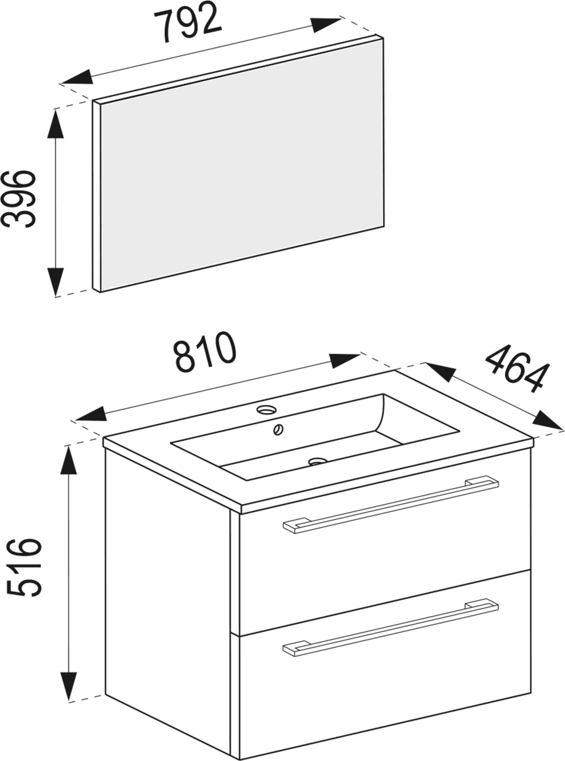 Thumbnail - Mid.you Badezimmer VCM Badinos, Schwarz, Holzwerkstoff, 2 Schubladen, 113 cm, hängend, Badezimmer, Badmöbelsets & Badmöb...