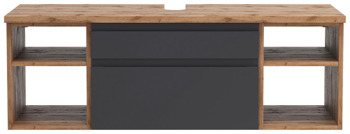 WASCHBECKENUNTERSCHRANK 120/41/47 cm  - Eiche Wotan/Grau, Modern, Holzwerkstoff (120/41/47cm) - Held