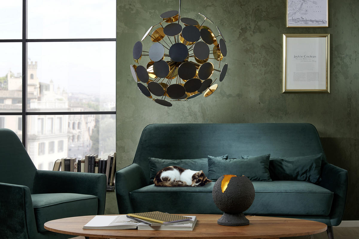 HÄNGELEUCHTE 54,0/150,0 cm   - Goldfarben/Schwarz, Design, Kunststoff/Metall (54,0/150,0cm) - Trio Leuchten