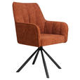 ARMLEHNSTUHL  Sitzfläche 360° drehbar Webstoff  - Schwarz/Orange, Design, Textil/Metall (58/91/65cm) - Carryhome
