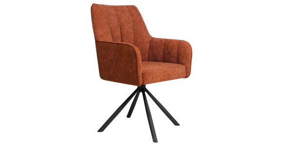 ARMLEHNSTUHL  Sitzfläche 360° drehbar Webstoff  - Schwarz/Orange, Design, Textil/Metall (58/91/65cm) - Carryhome