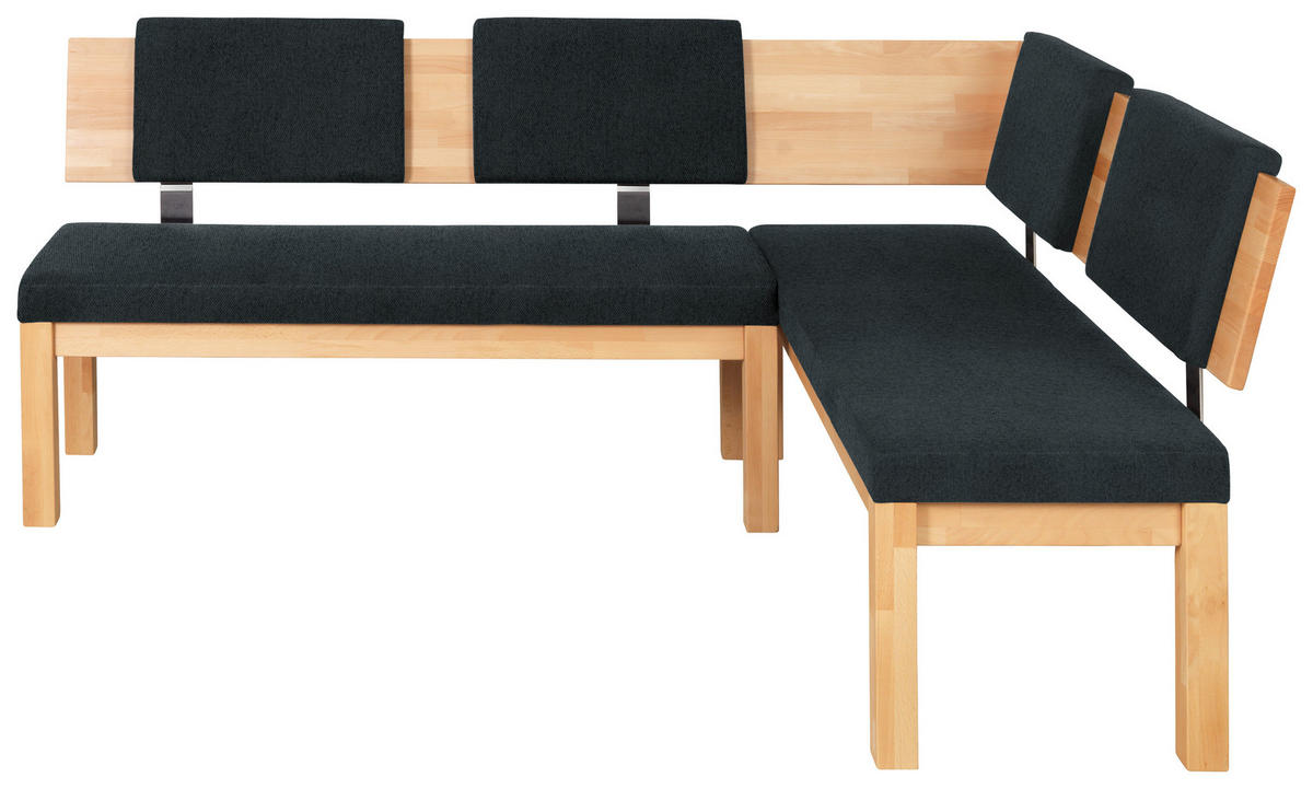 ECKBANK 200/160 cm  in Schwarz, Buchefarben  - Buchefarben/Schwarz, Natur, Holz/Textil (200/160cm) - Cantus