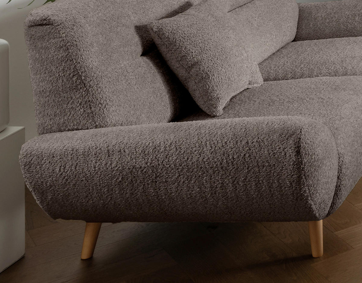 2-SITZER-SOFA in Bouclé Taupe  - Taupe/Wildeiche, KONVENTIONELL, Holz/Textil (173/81/90cm) - MID.YOU