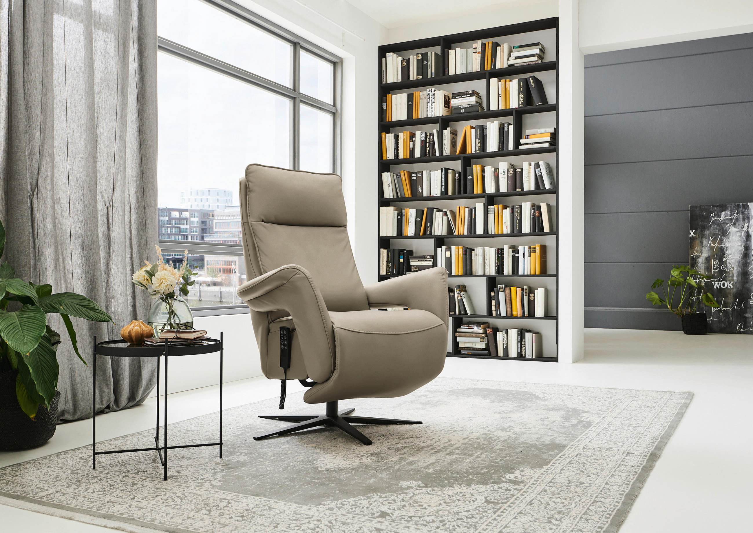 RELAXSESSEL in Leder Hellbraun  - Hellbraun/Schwarz, Design, Leder/Metall (83/116/87cm) - Valdera