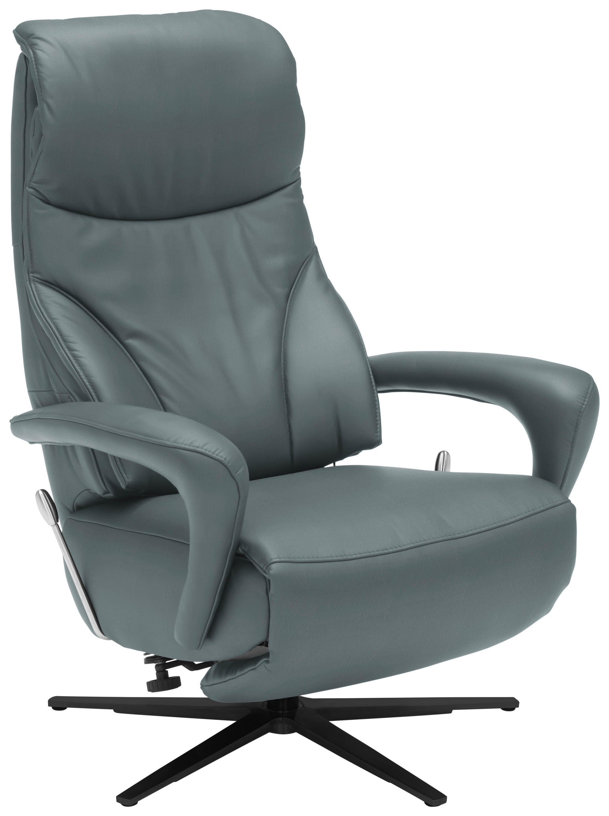 RELAXSESSEL Leder Blaugrau  - Blaugrau/Schwarz, Design, Leder/Metall (75/106/88cm) - Dieter Knoll