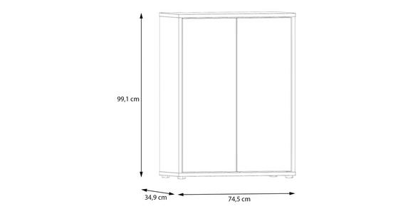 SCHUHSCHRANK 74,5/99,1/34,9 cm  - Eichefarben/Grau, MODERN, Holzwerkstoff/Kunststoff (74,5/99,1/34,9cm) - Carryhome