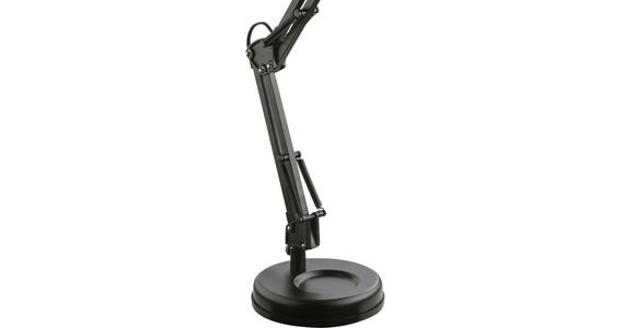 Tischlampe Erich Schwarz, Schwenkbar - Schwarz, KONVENTIONELL, Kunststoff/Metall (40/15/59cm) - Ombra