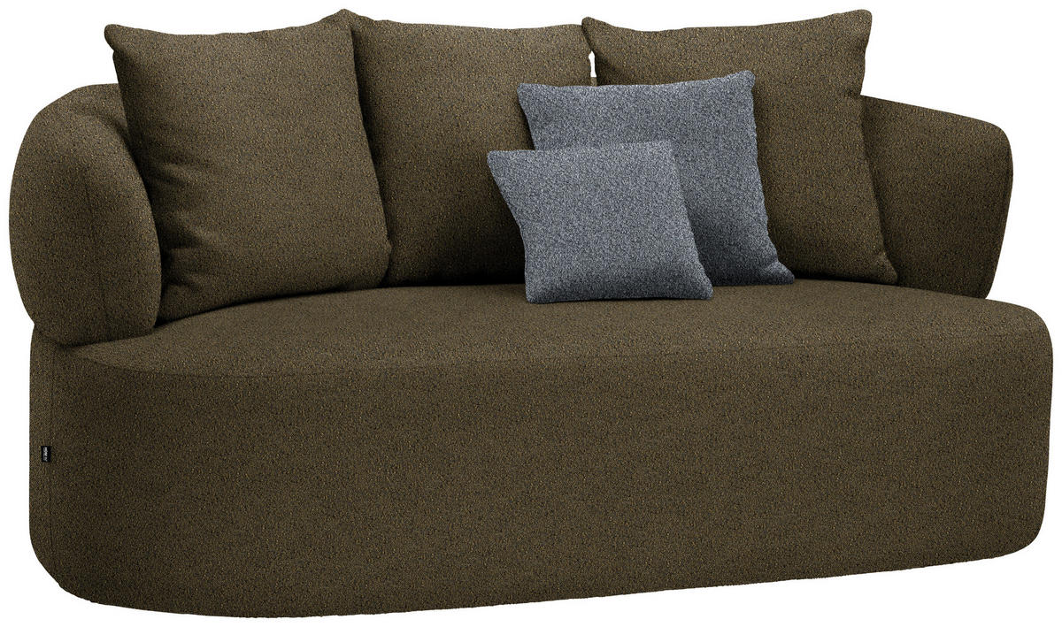 2-SITZER-SOFA in Bouclé Olivgrün  - Schwarz/Olivgrün, MODERN, Kunststoff/Textil (177/86/105cm) - Hom`in