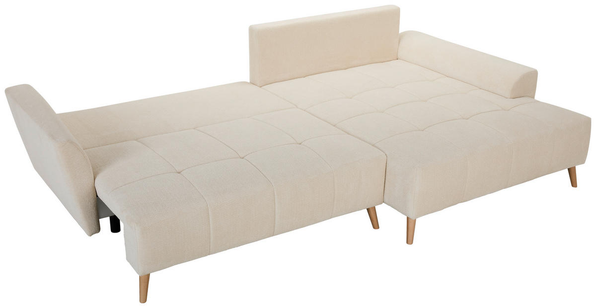ECKSOFA Creme Webstoff  - Buchefarben/Creme, KONVENTIONELL, Holz/Textil (294/169cm) - Carryhome