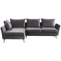 ECKSOFA inkl.Funktionen Dunkelgrau Webstoff  - Dunkelgrau/Schwarz, Design, Textil/Metall (182/282cm) - Stylife