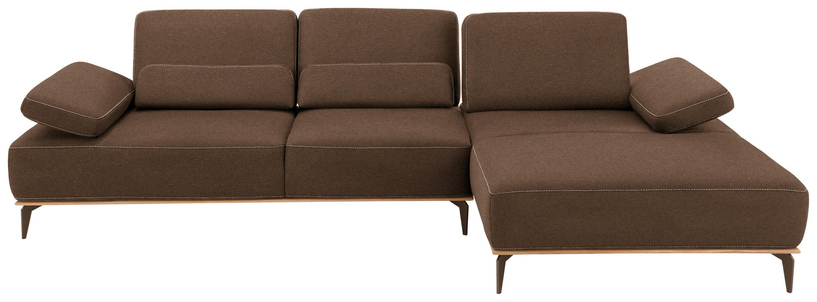 ECKSOFA Mikrofaser Braun  - Beige/Bronzefarben, Natur, Textil/Metall (298/176cm) - Valnatura