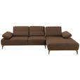 ECKSOFA  in Mikrofaser Braun  298/176 cm  - Beige/Bronzefarben, Natur, Textil/Metall (298/176cm) - Valnatura