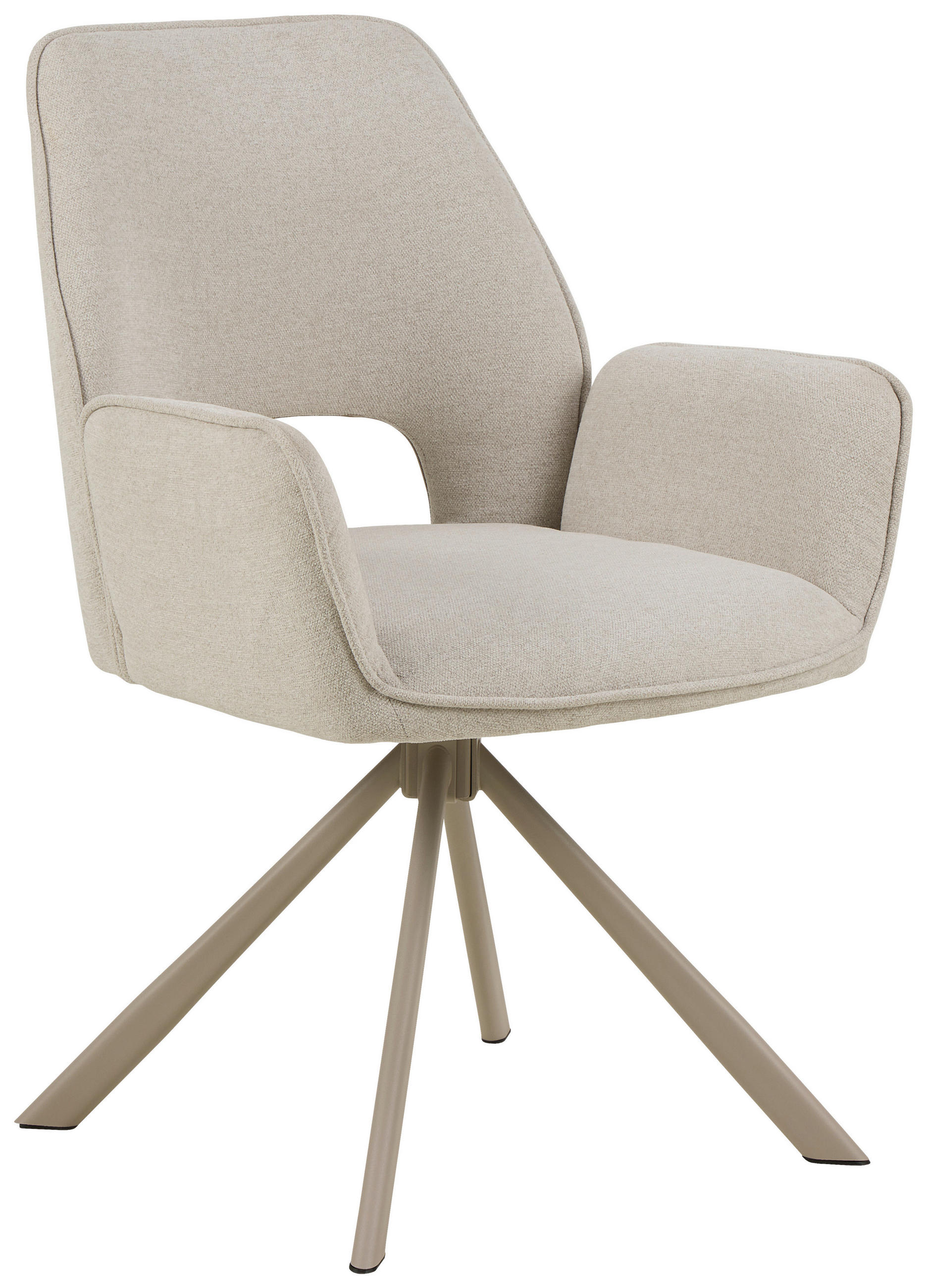 ARMLEHNSTUHL Stahl Flachgewebe  - Beige/Grau, Design, Textil/Metall (60/85/63cm) - Ambia Home