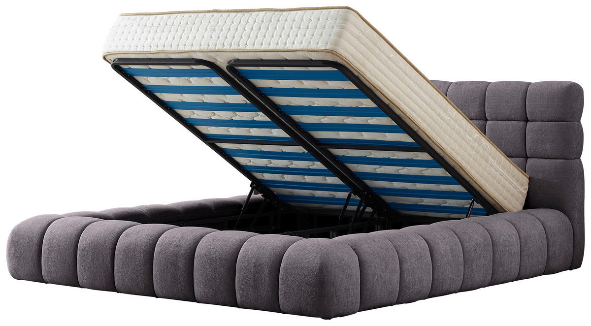 POLSTERBETT 180/200 cm  in Grau  - Blau/Schwarz, Modern, Kunststoff/Textil (180/200cm) - Livetastic