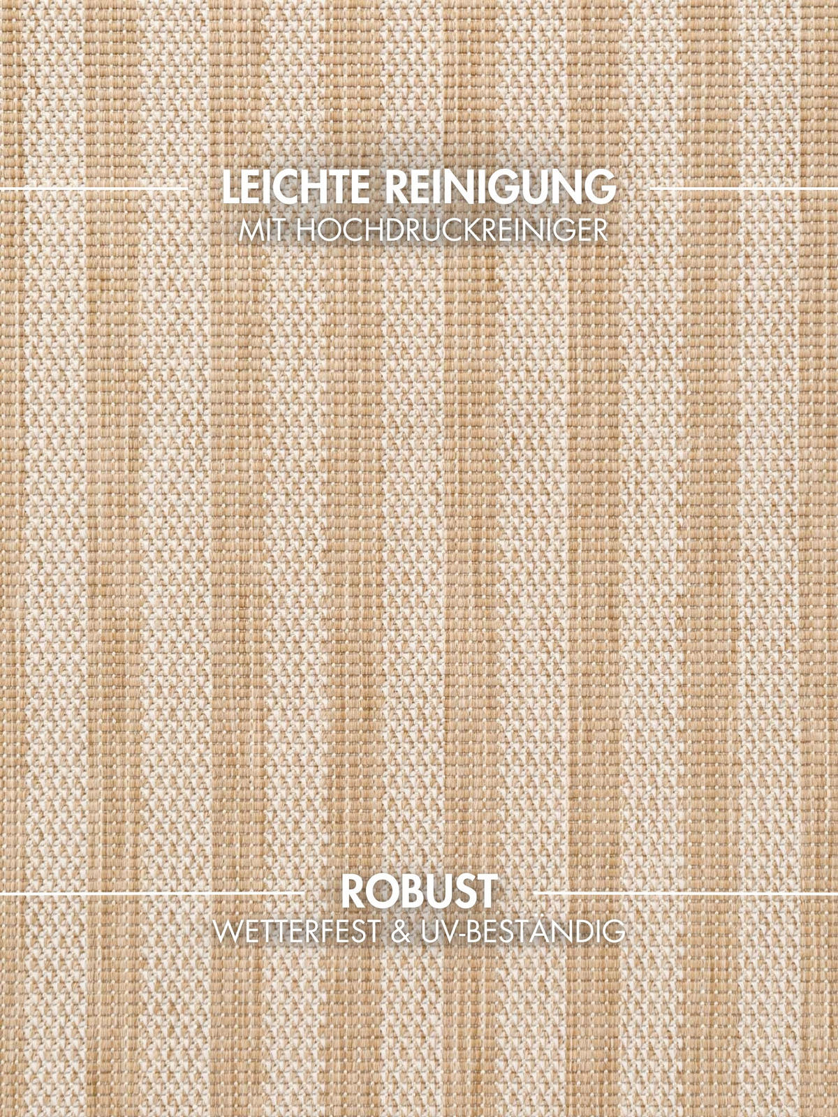 FLACHWEBETEPPICH 200/300 cm Haringey Weiß, Sandfarben rechteckig  - Sandfarben/Weiß, Design, Kunststoff (200/300cm)