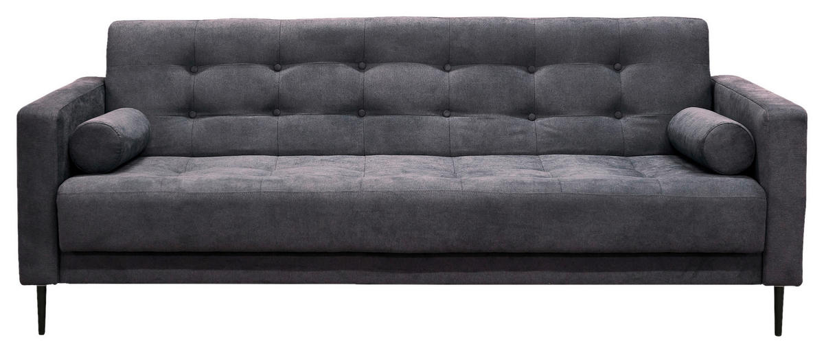SCHLAFSOFA in Mikrofaser Dunkelgrau  - Dunkelgrau/Schwarz, Design, Textil/Metall (223/89/86cm) - P & B