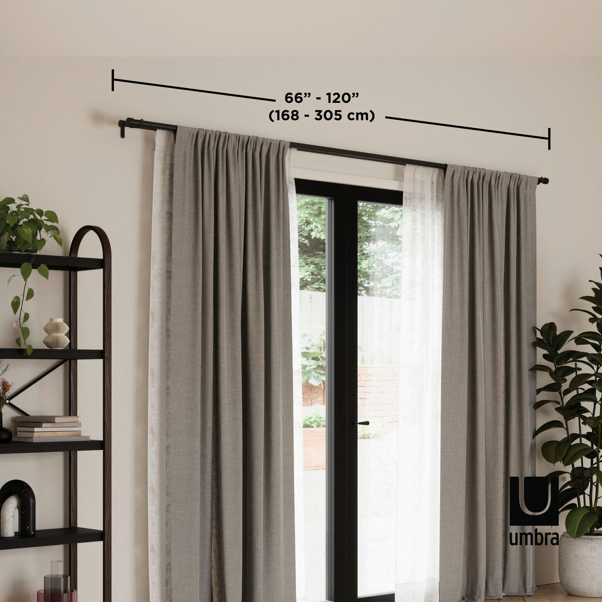 VORHANGSTANGE 309 cm  - Schwarz, KONVENTIONELL, Kunststoff/Metall (309cm) - Umbra
