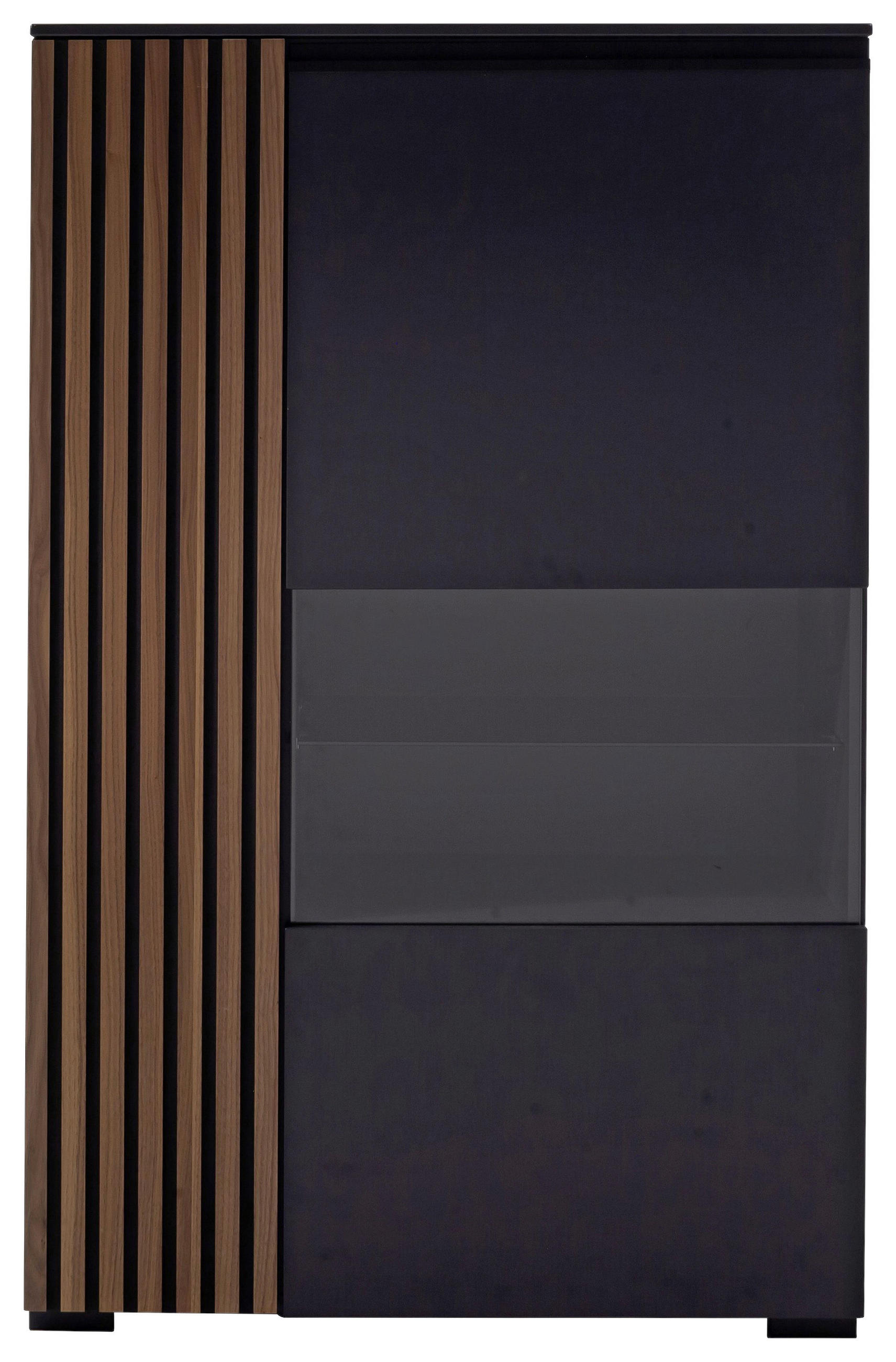 HIGHBOARD Anthrazit, Nussbaumfarben  87/136/45 cm  - Anthrazit/Nussbaumfarben, Design, Glas/Holz (87/136/45cm) - Moderano