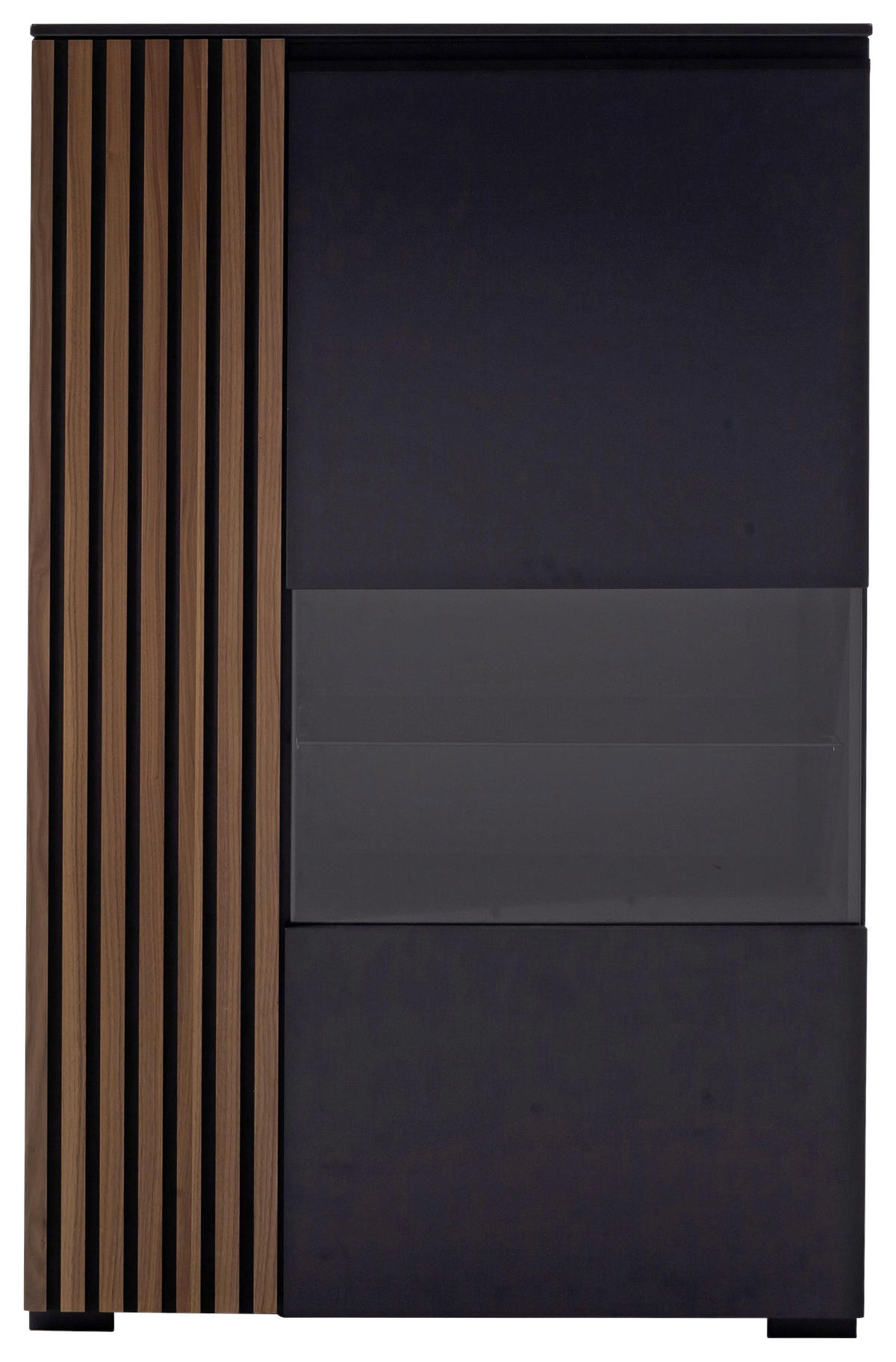 HIGHBOARD Anthrazit, Nussbaumfarben  87/136/45 cm  - Anthrazit/Nussbaumfarben, Design, Glas/Holz (87/136/45cm) - Moderano