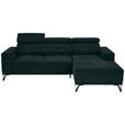 ECKSOFA in Chenille Grün  - Schwarz/Grün, KONVENTIONELL, Textil/Metall (264/178cm) - Hom`in