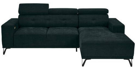 ECKSOFA in Chenille Grün  - Schwarz/Grün, KONVENTIONELL, Textil/Metall (264/178cm) - Hom`in