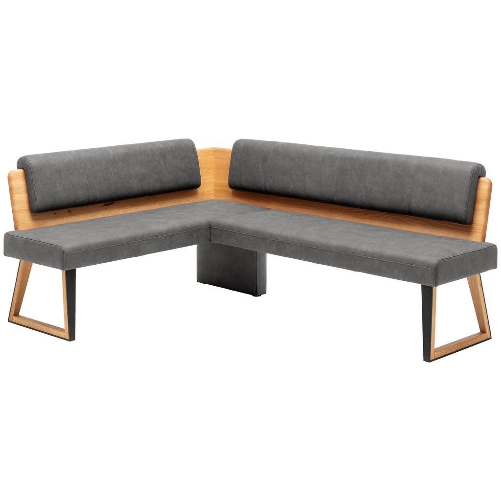Thumbnail - Venda Eckbank, Dunkelgrau, Wildeiche, Holz, Metall, Textil, Wildeiche, massiv, 3-Sitzer, nicht einzeln stellbar, L-Form,...