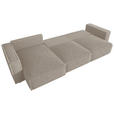 ECKSOFA Beige Cord Zierkissen, Rückenkissen, Schlaffunktion, Rücken echt  - Beige/Schwarz, MODERN, Kunststoff/Textil (350/168cm) - Xora