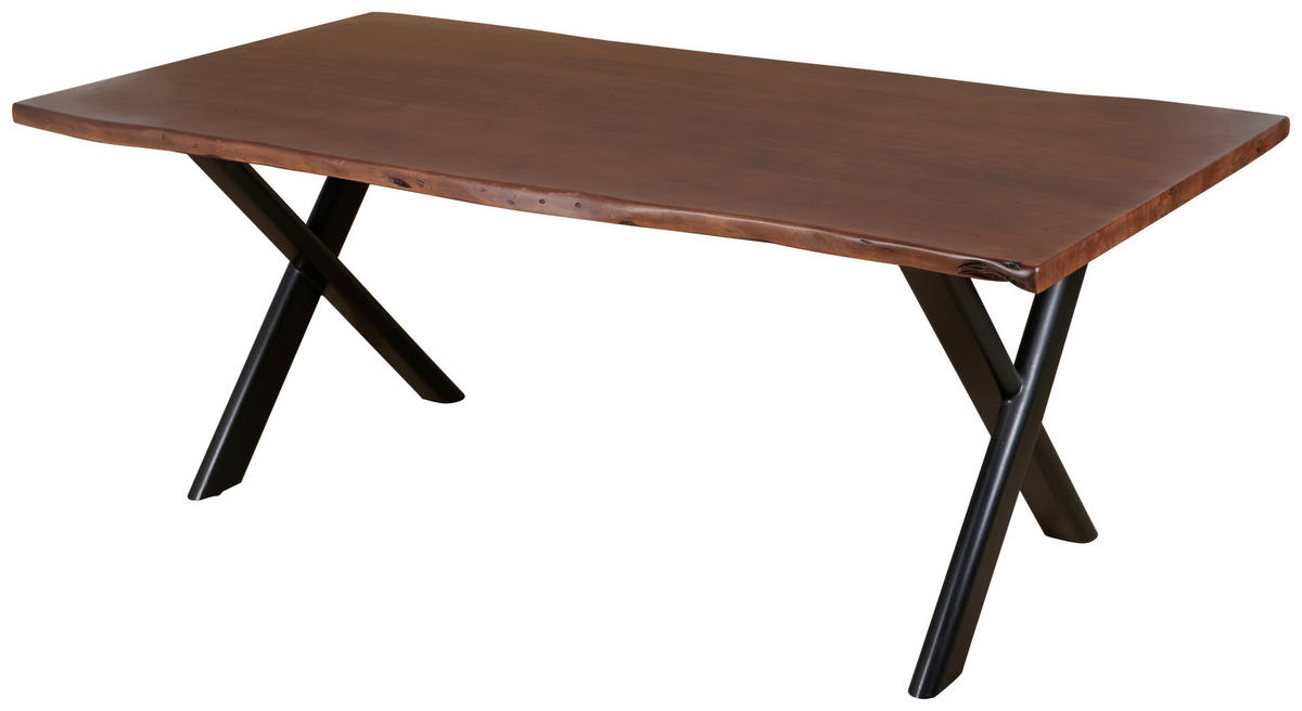 ESSTISCH in Holz, Metall 200/100/76 cm   - Walnussfarben/Schwarz, MODERN, Holz/Metall (200/100/76cm) - Livetastic