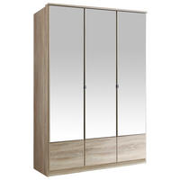 DREHTÜRENSCHRANK  in Eichefarben  - Eichefarben/Alufarben, KONVENTIONELL, Glas/Holzwerkstoff (135/199/58cm) - MID.YOU