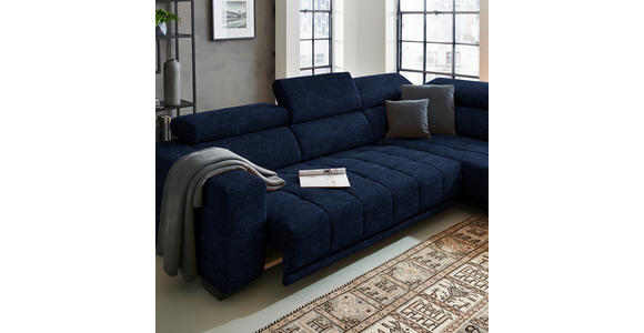ECKSOFA in Mikrofaser Dunkelblau 301/207 cm - Schwarz/Dunkelblau, Design, Textil/Metall (301/207cm) - Xora