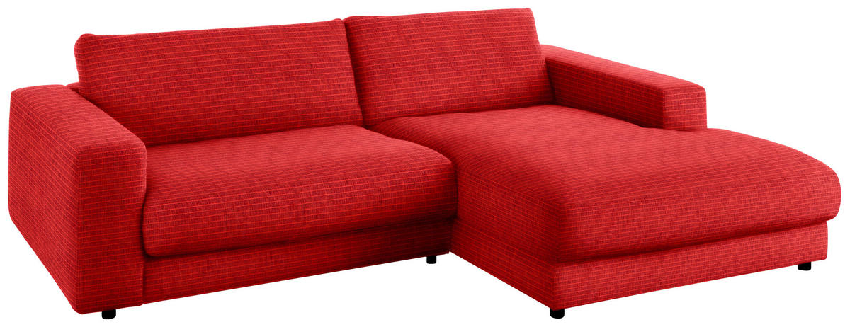 ECKSOFA in Chenille Orange  - Schwarz/Orange, Design, Kunststoff/Textil (270/190cm) - Lomoco