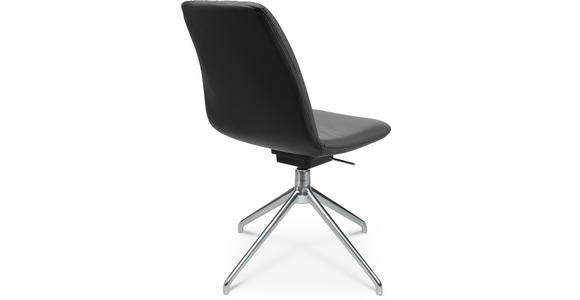 STUHL in Aluminium Echtleder pigmentiert Metall, Leder - Anthrazit/Alufarben, Design, Leder/Metall (46/81,5-84,5/55cm) - Johann Jakob