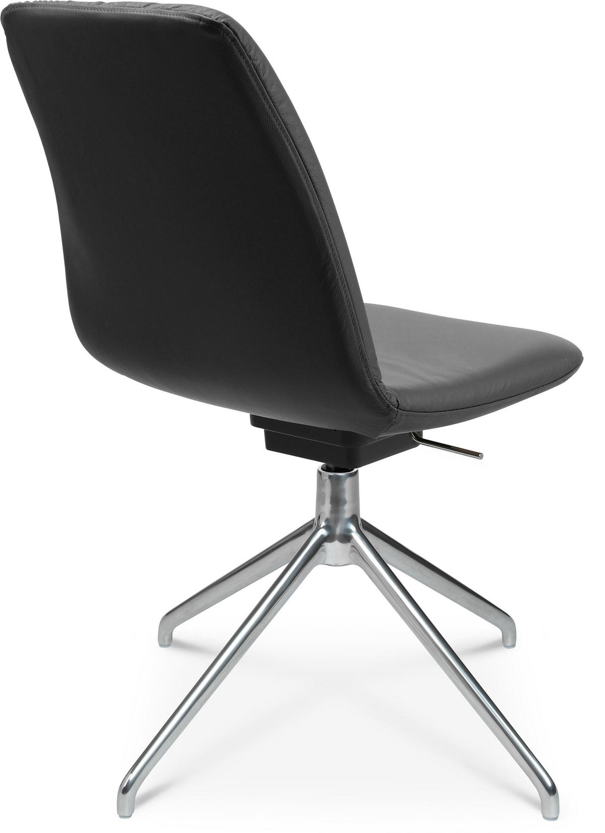 STUHL  in Aluminium Echtleder pigmentiert  - Dunkelbraun/Alufarben, Design, Leder/Metall (46/81,5-84,5/55cm) - Johann Jakob