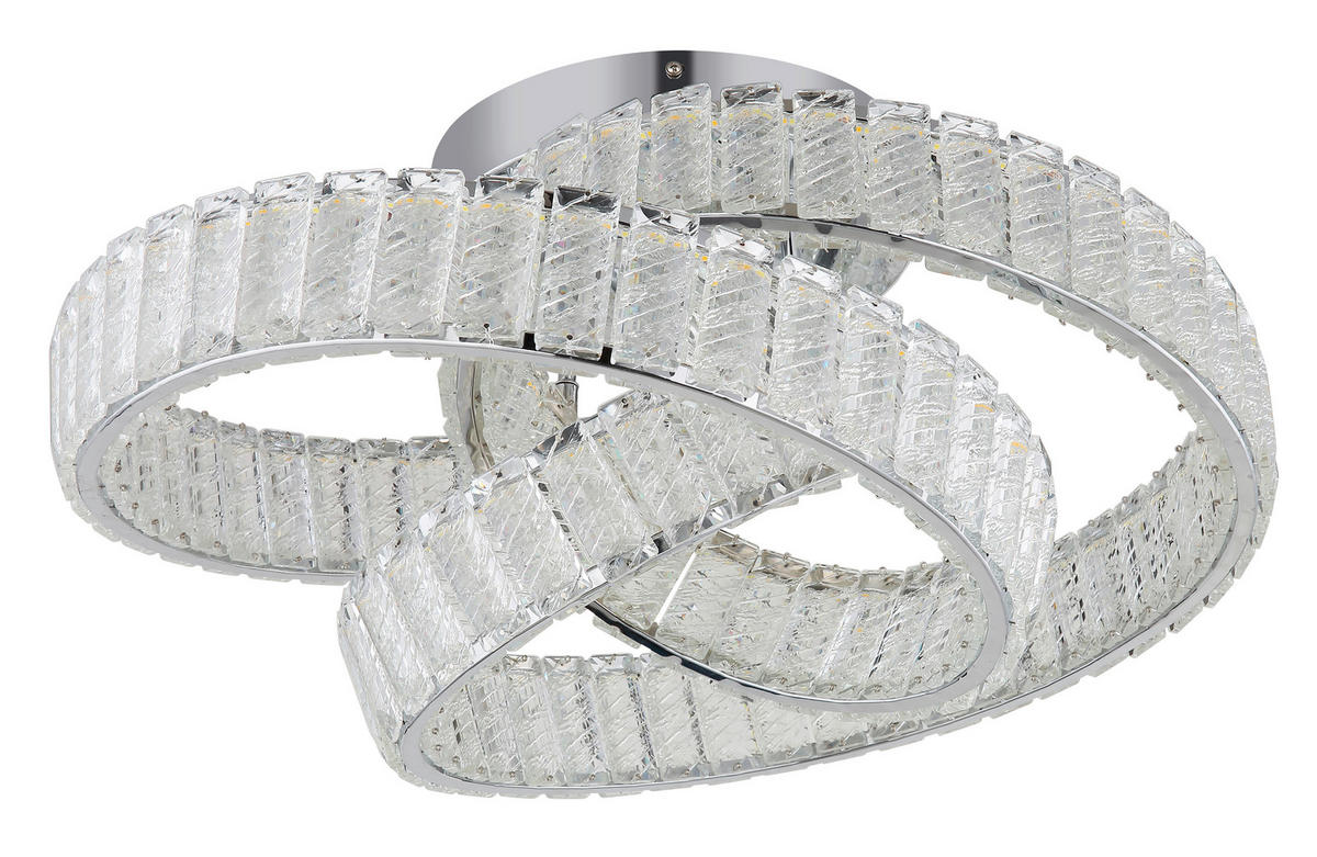 LED-DECKENLEUCHTE MUCKY 60/26 cm   - Klar/Chromfarben, KONVENTIONELL, Glas/Metall (60/26cm) - Globo