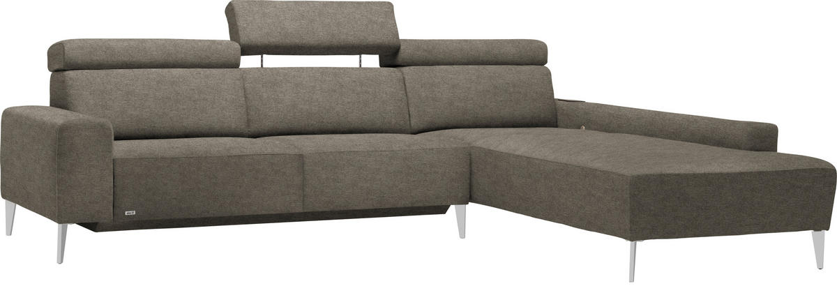 ECKSOFA Schlammfarben Chenille  - Schlammfarben/Alufarben, Design, Textil (288/205cm) - Sedda