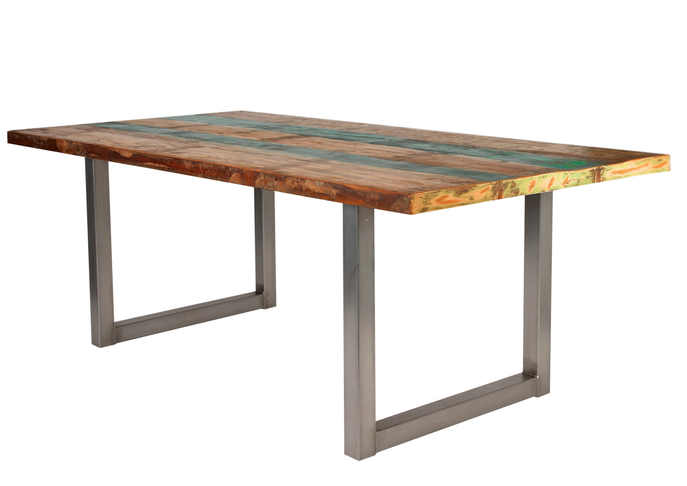 ESSTISCH Echtholz  Holz, Metall rechteckig Multicolor, Silberfarben  - Silberfarben/Multicolor, MODERN, Holz/Metall (220/76,5/100cm) - MID.YOU